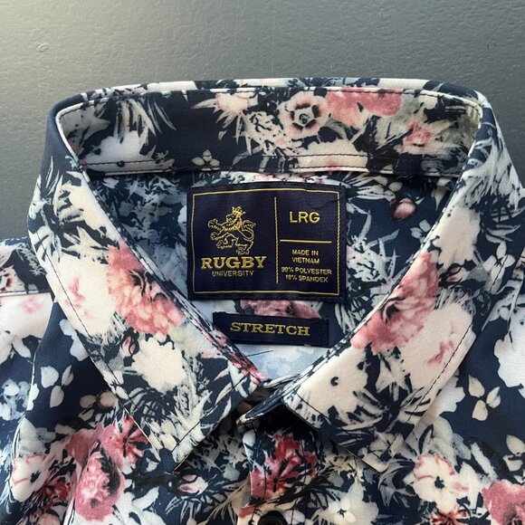Rugby Men’s Stretch Floral Button Down Shirt - Picture 2 of 3